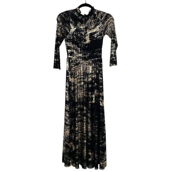NEW Ted Baker Iggiey Midi Dress Women's Black Gold Size 0 - Picture 2 of 5